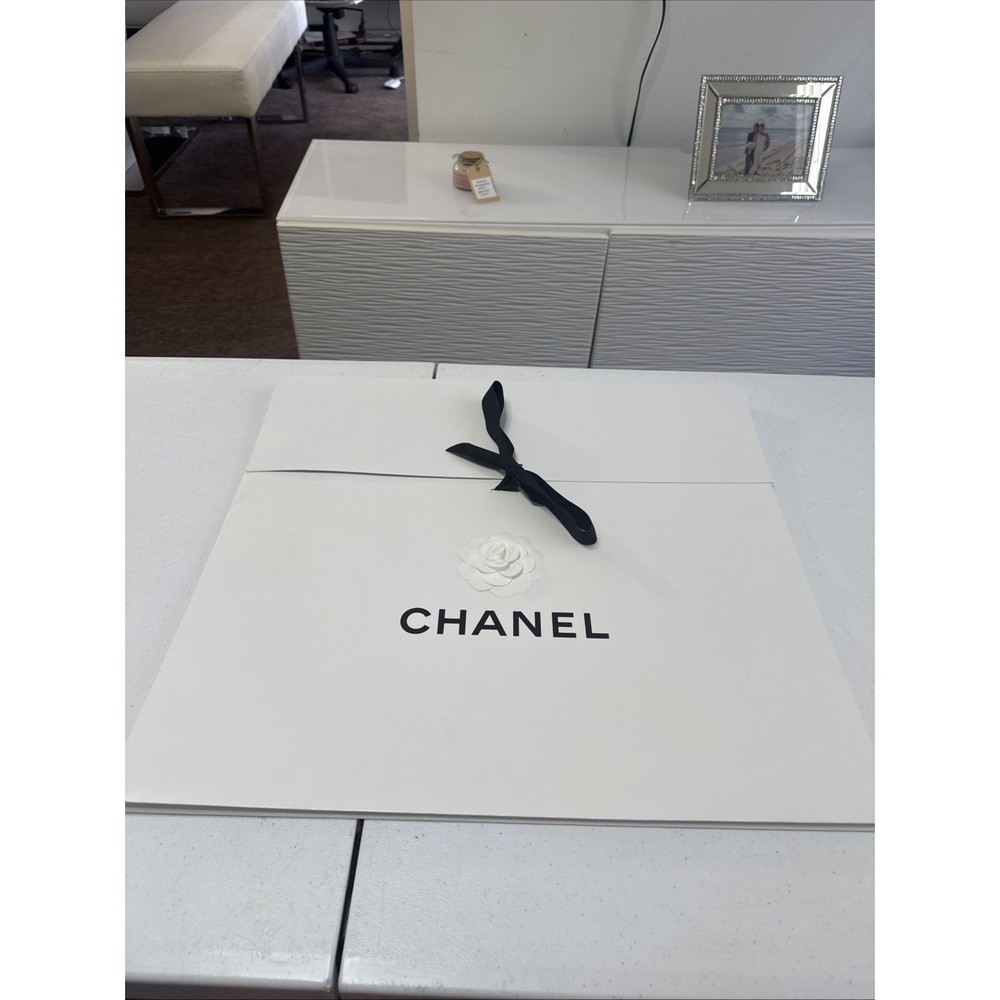 Chanel WhiteLarge Paper Envelope  Bag  With Camelia Flower (0670)
